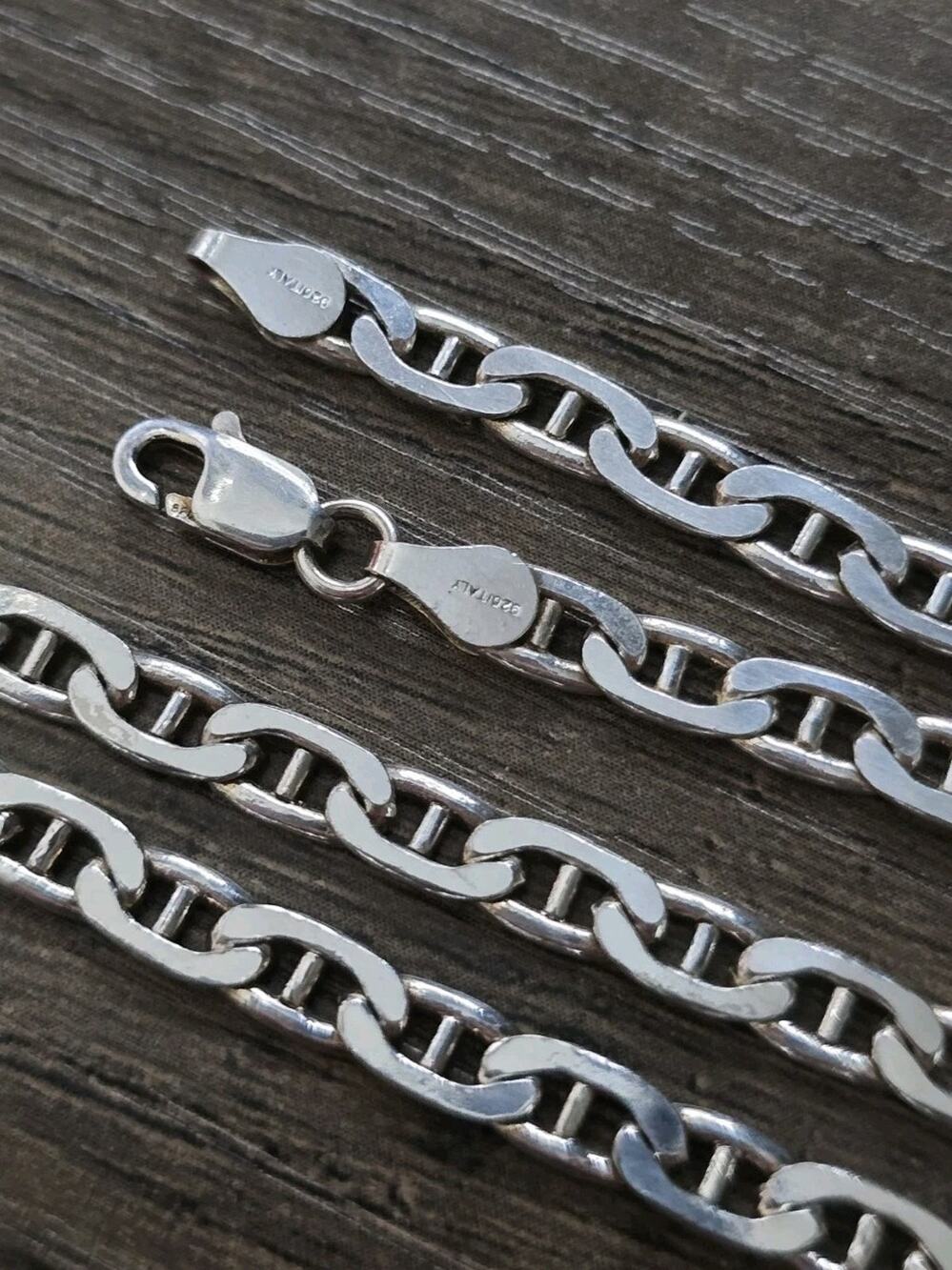 4mm Solid Sterling Mariner link 24" chain made in Italy excellent condition 21g